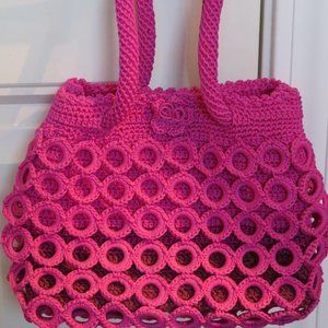 Pink CROCHET Handbag Unique (31J)